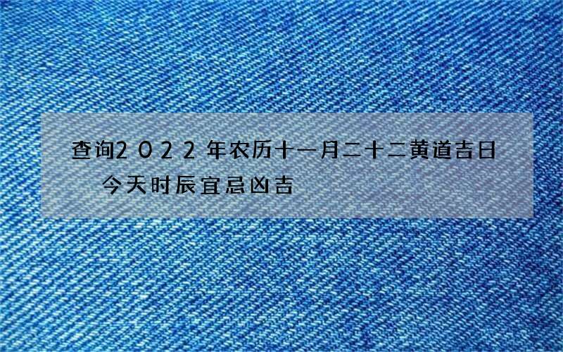 查询2022年农历十一月二十二黄道吉日 今天时辰宜忌凶吉